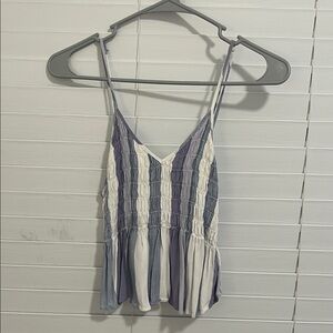 Ocean Drive Lavender & White Striped Smocked Peplum Cami